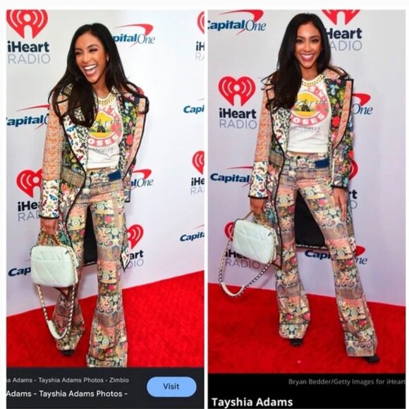 Alice + Olivia Beautiful Patchwork Mid Rise Denim Floral Flared Bell Jeans Sz 28 - Picture 5 of 15